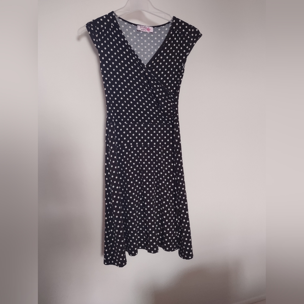 White and Brown Wrap Sundress with Cap Sleeves